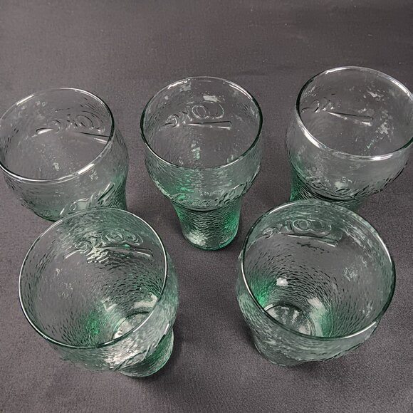 Set of 5 Vintage Coca Cola Pebbled Drinking Collector Glasses 6in - Picture 5 of 5